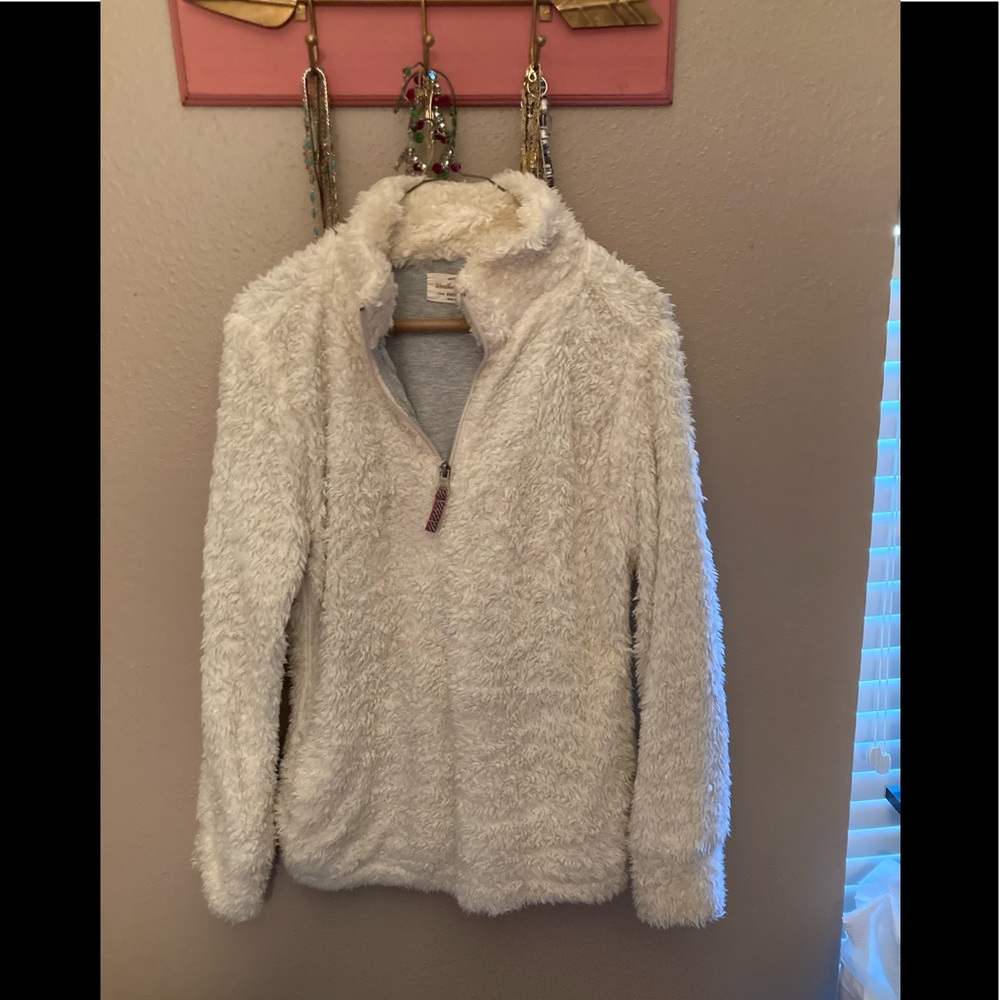 Weatherproof White / Cream Plush 3/4 Zip Pullover, Small